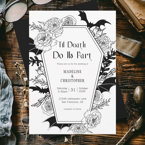 Til Death Do Us Part Gothic Floral Wedding Invitation