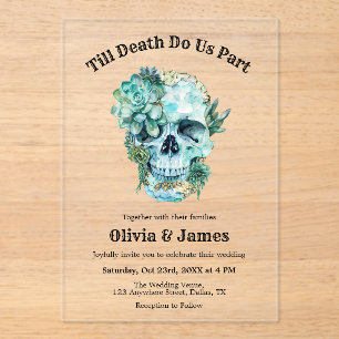 Til Death Do Us Part Gothic Halloween Wedding Acrylic Invitations