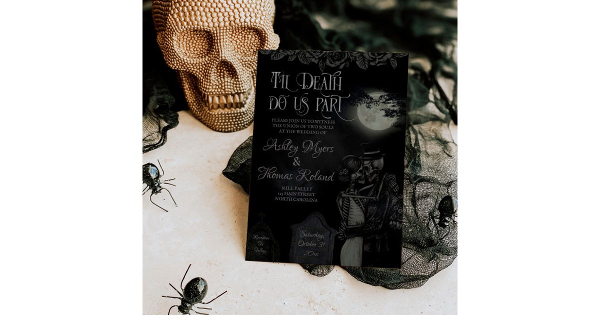 Til Death Do Us Part Gothic Halloween Wedding Invitation | Zazzle