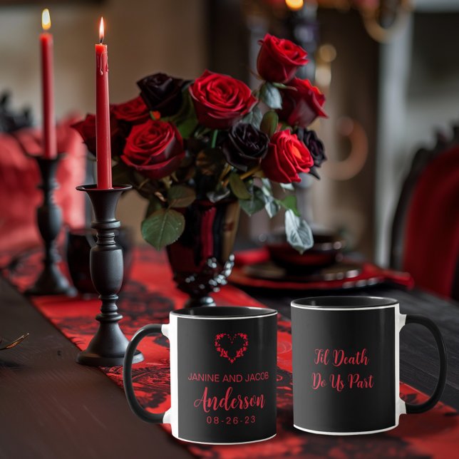 Til Death Do Us Part Gothic Moody Black and Red  Mug (Creator Uploaded)