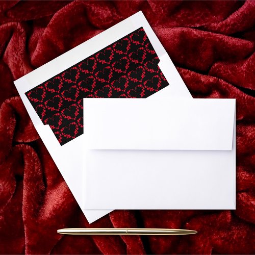 Til Death Do Us Part Gothic Red and Black Roses Envelope Liner