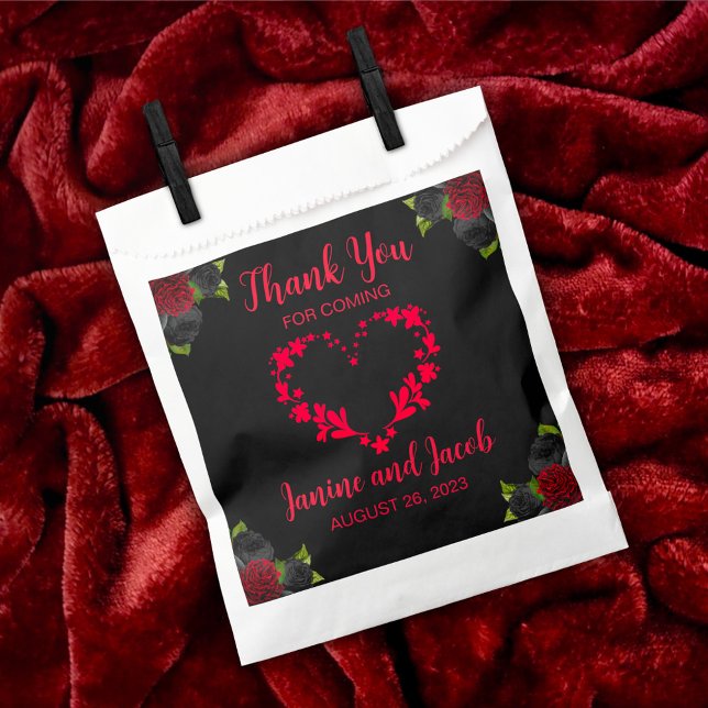 Til Death Do Us Part Gothic Red and Black Roses Favor Bag (Creator Uploaded)