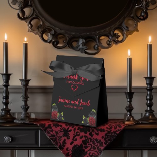 Til Death Do Us Part Gothic Red and Black Roses Favor Boxes