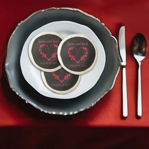 Til Death Do Us Part Gothic Red and Black Roses Sugar Cookie
