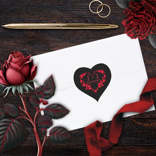 Til Death Do Us Part Gothic Red Heart Wedding Heart Sticker