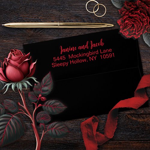 Til Death Do Us Part Gothic Red Roses Wedding Envelope