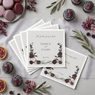 Til Death Do Us Part Gothic Skull & Rose Wedding Napkins