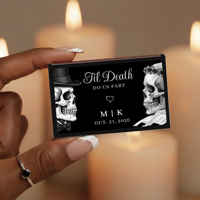 Til Death Do Us Part Gothic Skulls Black Wedding Matchboxes (Creator Uploaded)