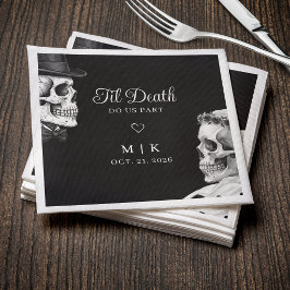 Til Death Do Us Part Gothic Skulls Black Wedding Napkins