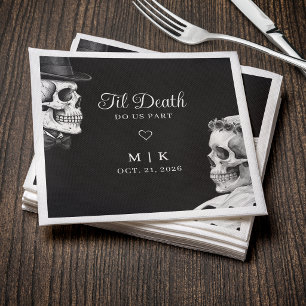 Til Death Do Us Part Gothic Skulls Black Wedding Napkins