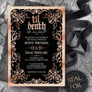Til Death Do Us Part Gothic Wedding Foil Invitation