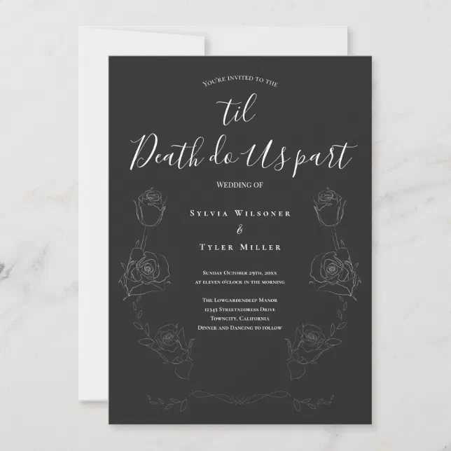 Til Death Do Us Part Gray Gothic Wedding Invitation | Zazzle