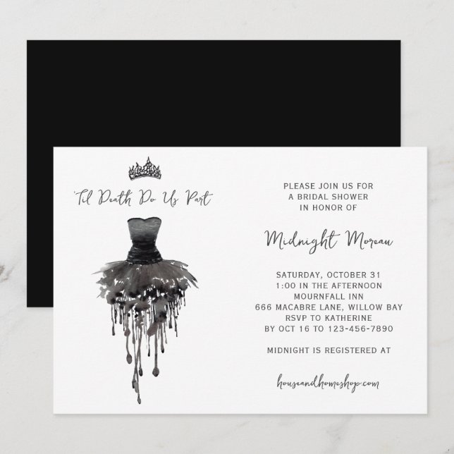 Til Death Do Us Part Halloween Bridal Shower  Invitation (Front/Back)