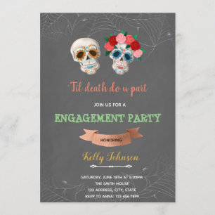 Til Death Do Us Part Halloween Engagement party Invitation