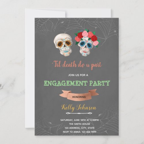 Til Death Do Us Part Halloween Engagement party Invitation