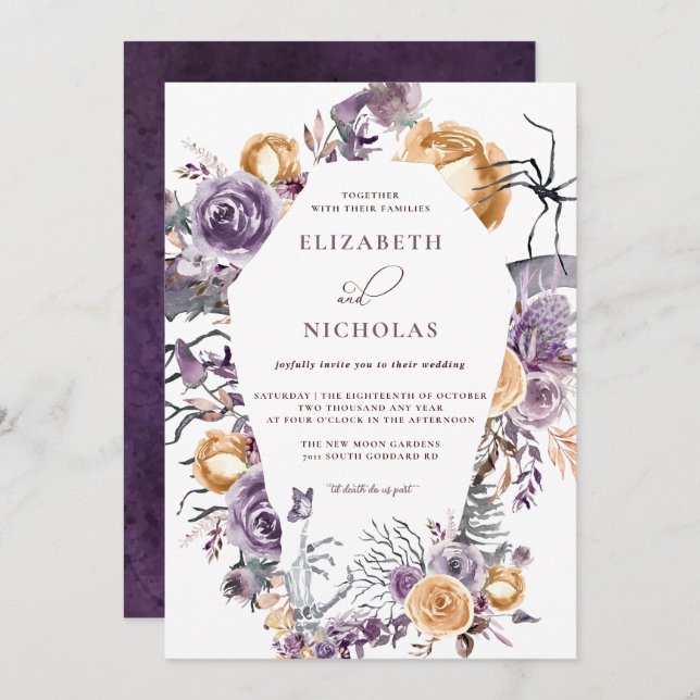 'Til Death Do Us Part Halloween Wedding Invitation (Front/Back)