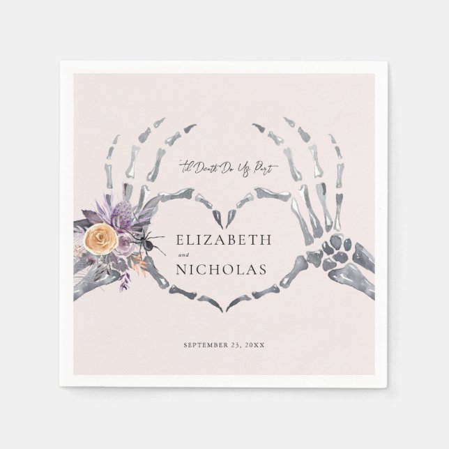 'Til Death Do Us Part | Halloween Wedding Napkins (Front)