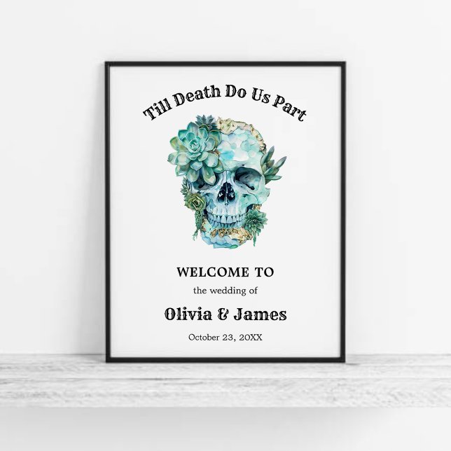 Til Death Do Us Part Halloween Wedding Welcome  Poster (Till Death Do Us Part Gothic Halloween Wedding Welcome Sign   )