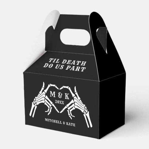 Til Death Do Us Part Heart Hand Black Wedding Favor Boxes