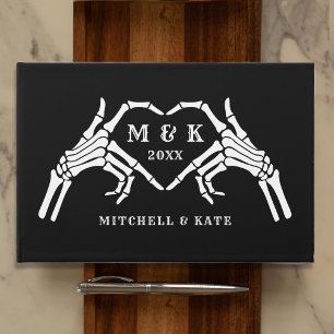 Til Death Do Us Part Heart Hand Black Wedding Guest Book