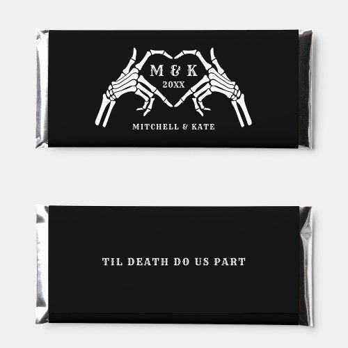 Til Death Do Us Part Heart Hand Black Wedding Hershey Bar Favors