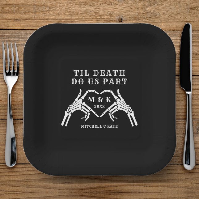 Til Death Do Us Part Heart Hand Black Wedding Paper Plates (Til Death Do Us Part Heart Hand Black Wedding Paper Plates
)