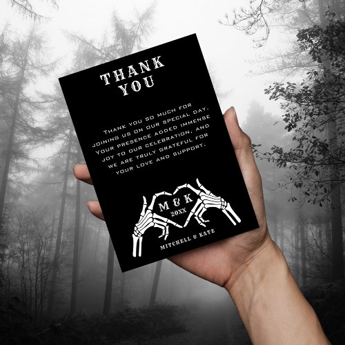 Til Death Do Us Part Heart Hand Black Wedding Thank You Card