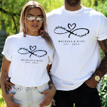 Til Death Do Us Part Infinity Symbol Heart Wedding T-Shirt<br><div class="desc">Elegant black and white wedding honeymoon t-shirt with text Til Death do us Part in infinity symbol with heart.  Personalize it with your wedding details.</div>
