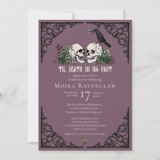 Til Death Do Us Part Mr and Mrs Skulls Green Roses