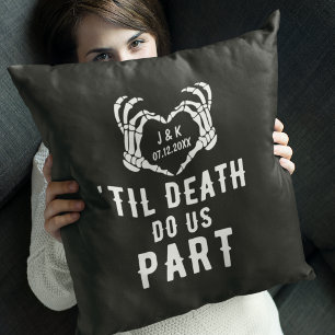 Til Death Do Us Part Newlyweds Initials Wedding Throw Pillow