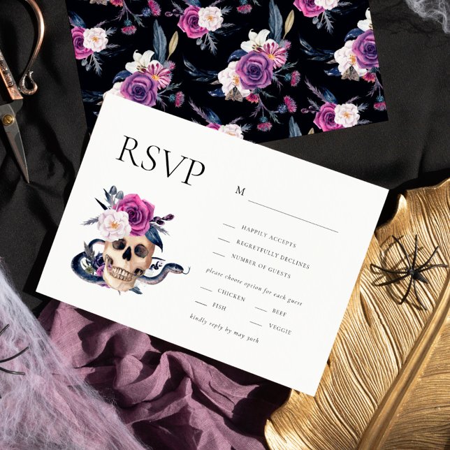 'Til Death Do Us Part Purple & Black RSVP Invitation (Creator Uploaded)