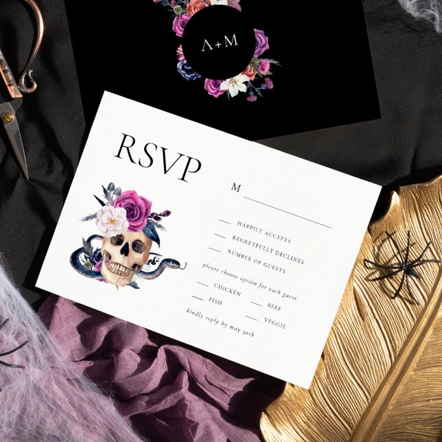 'Til Death Do Us Part Purple & Black RSVP Invitation (Creator Uploaded)