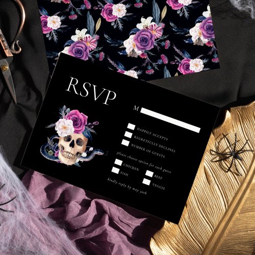 Til Death Do Us Part Purple  Black RSVP Invitation