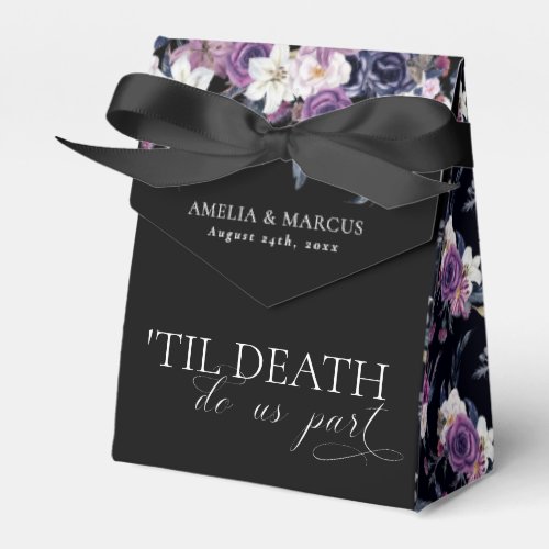 Til Death Do Us Part Purple  Black Wedding Favor Boxes