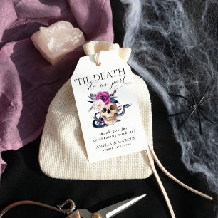 'Til Death Do Us Part Purple & Black Wedding Invit Gift Tags