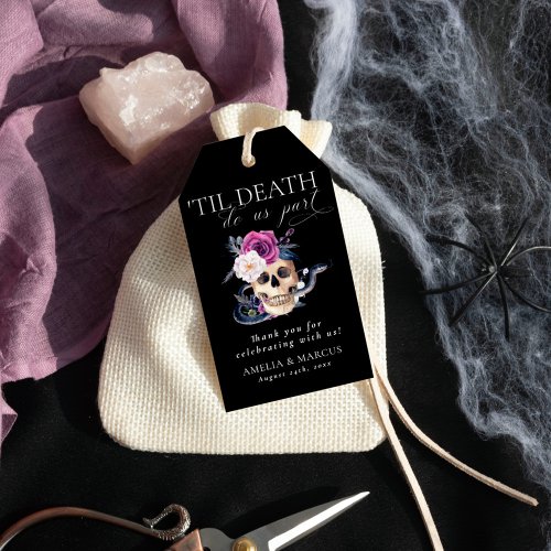 Til Death Do Us Part Purple  Black Wedding Invit Gift Tags