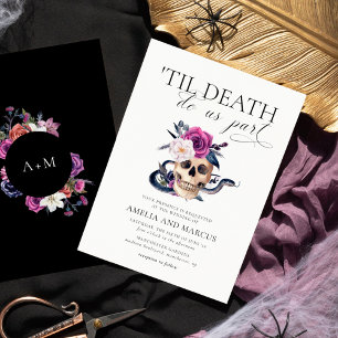 'Til Death Do Us Part Purple & Black Wedding Invit Invitation