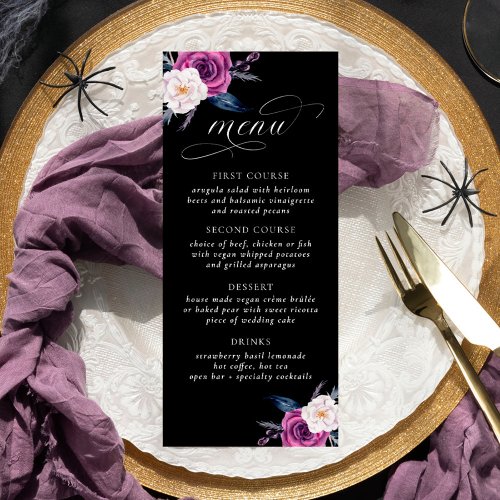 Til Death Do Us Part Purple  Black Wedding Menu