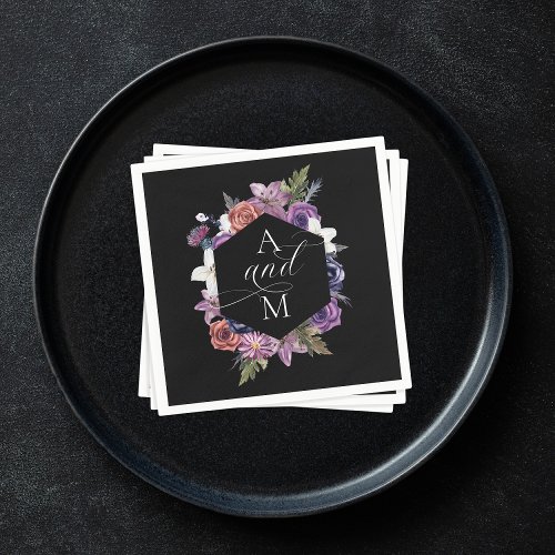 Til Death Do Us Part Purple  Black Wedding Napkins