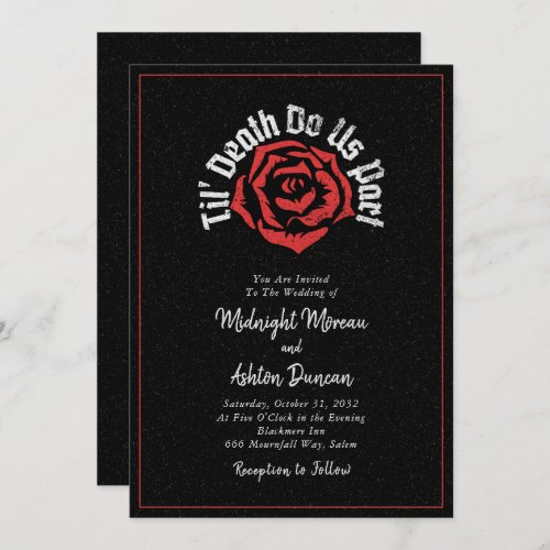 Til Death Do Us Part Rose Black Wedding Invitation