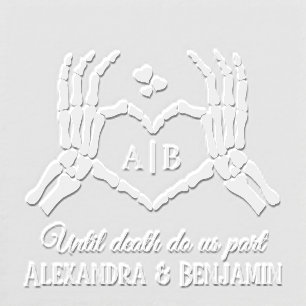 Til Death Do Us Part Skeleton Hands Heart Sign #1 Embosser
