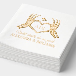 Til Death Do Us Part Skeleton Hands Heart Sign #1 Foil Napkins