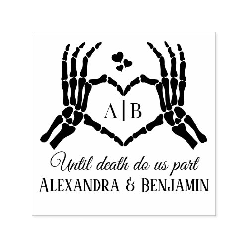 Til Death Do Us Part Skeleton Hands Heart Sign #1 Self-inking Stamp
