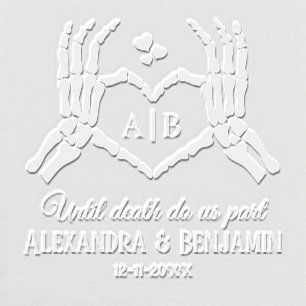 Til Death Do Us Part Skeleton Hands Heart Sign #1D Embosser
