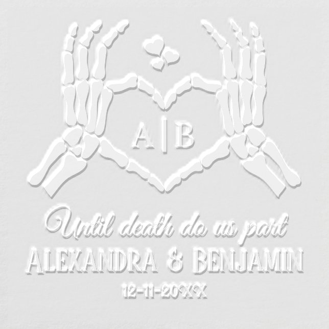 Til Death Do Us Part Skeleton Hands Heart Sign #1D Embosser (Design)
