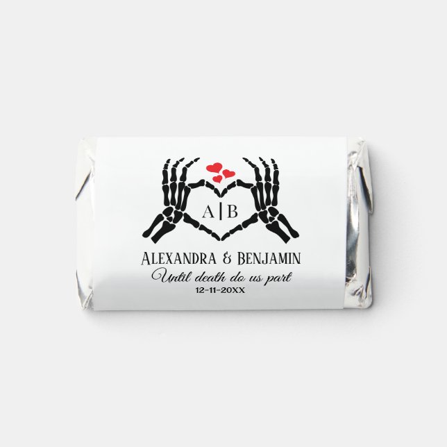 Til Death Do Us Part Skeleton Hands Heart Sign #1D Hershey's Miniatures (Front)