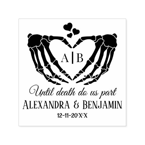 Til Death Do Us Part Skeleton Hands Heart Sign 2DW Self-inking Stamp