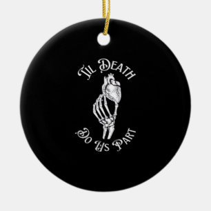 Til Death Do Us Part Skeleton Heart Artistic Ceramic Ornament