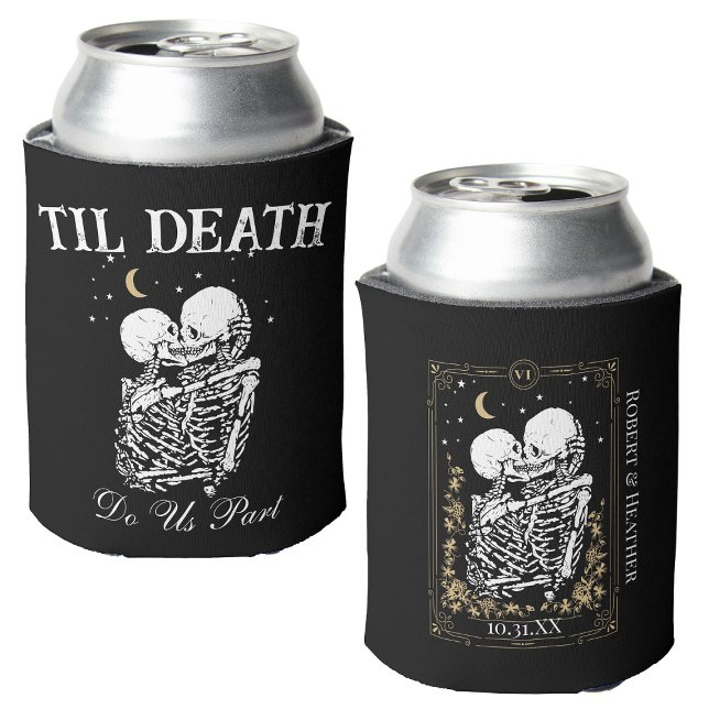 Til Death Do Us Part Skeleton Lovers Tarot Card Can Cooler (Creator Uploaded)