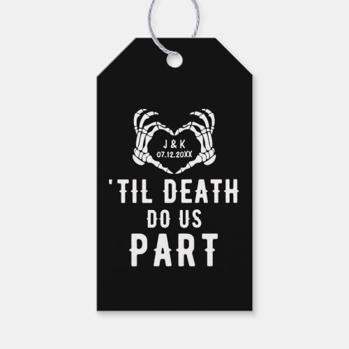 Til Death Do Us Part Skeleton Wedding Black Gift Tags